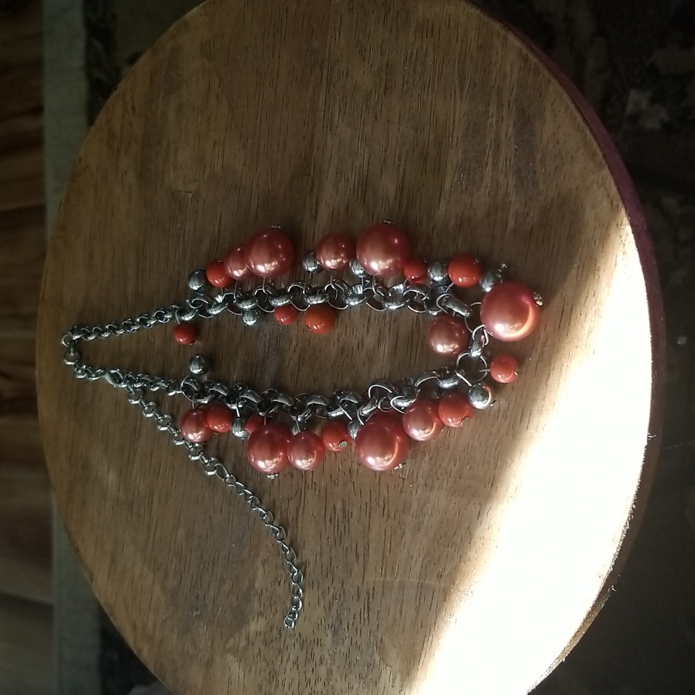 SOLD! Copper orange and silver necklace